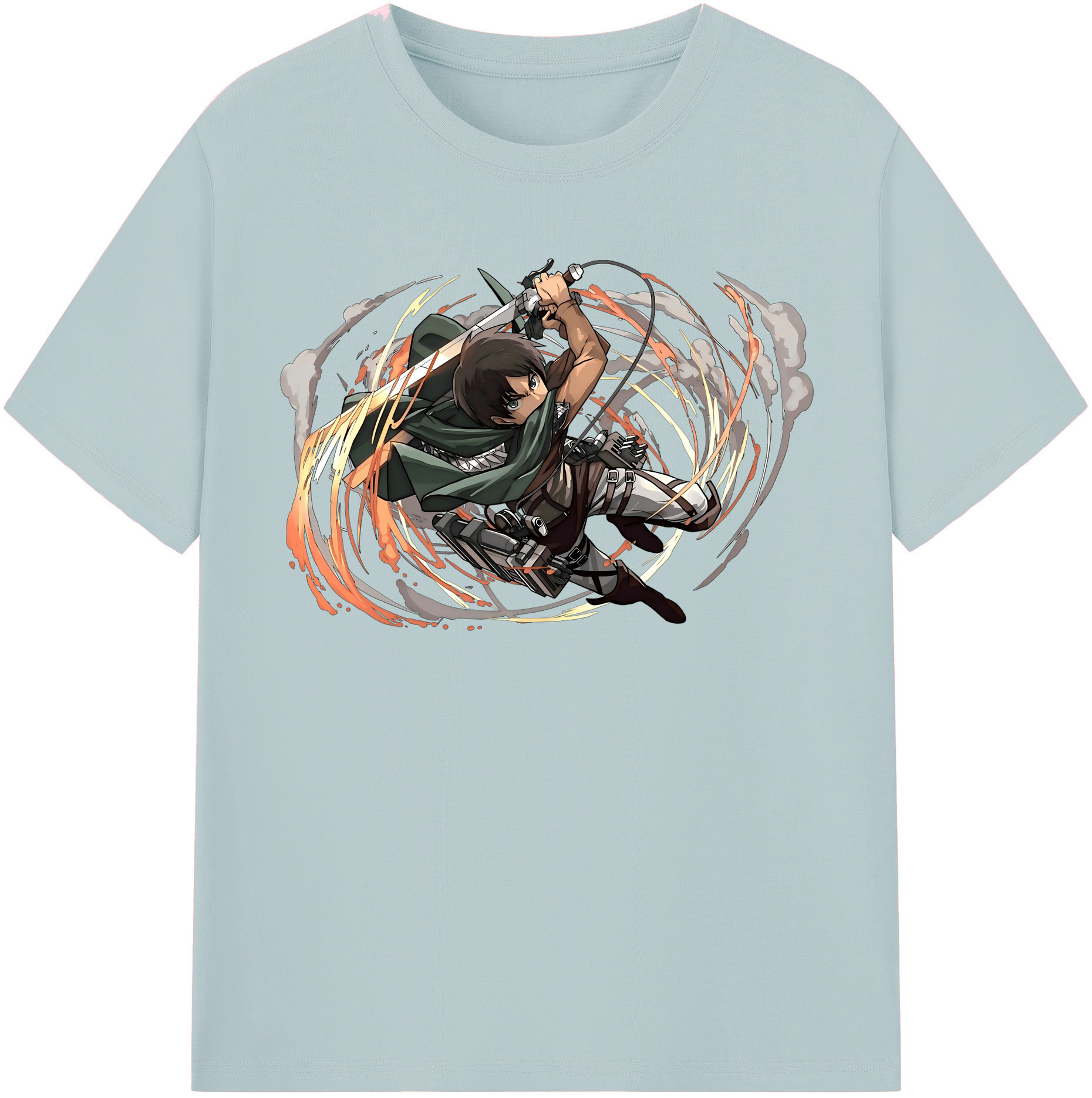 （画像用） 進撃の巨人 エレン･イェーガー Attack on Titan Eren Jäger 綿100％半袖Tシャツ（フロントプリント）